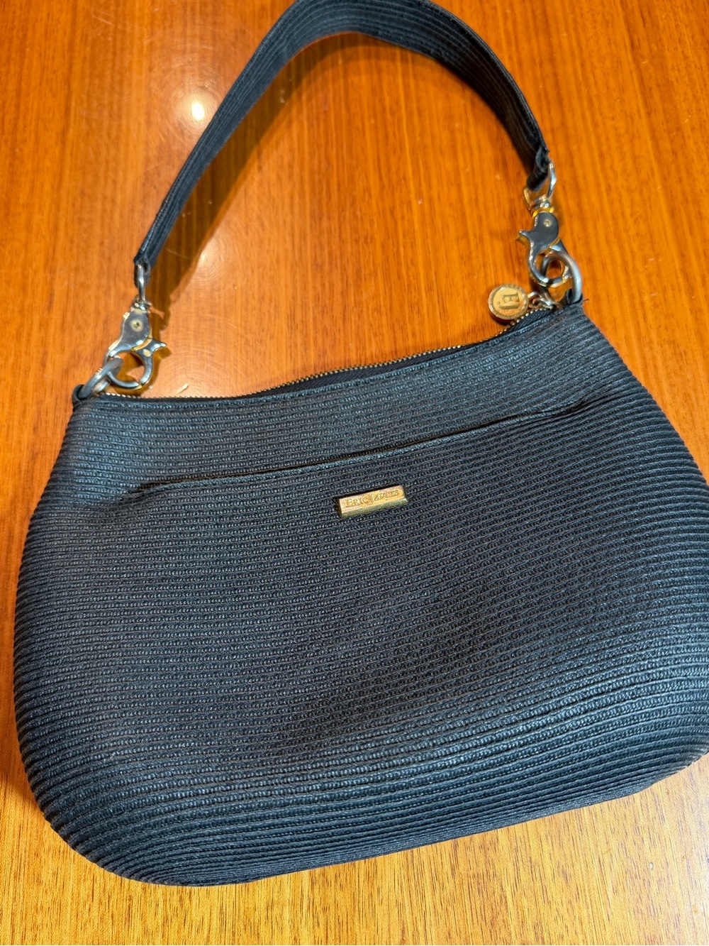 Eric Javits Black Woven Purse with Gold Accents